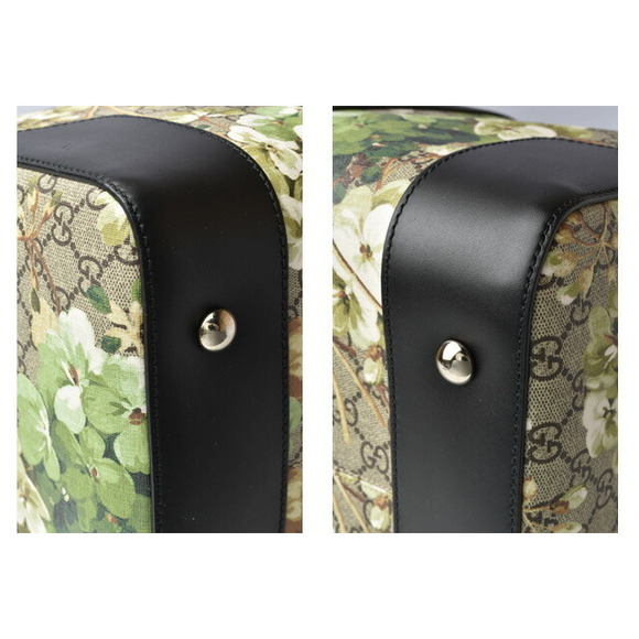 Gucci GG BLOOMS Supreme Canvas Boston Shoulder Bag Green Beige - Picture 7 of 12